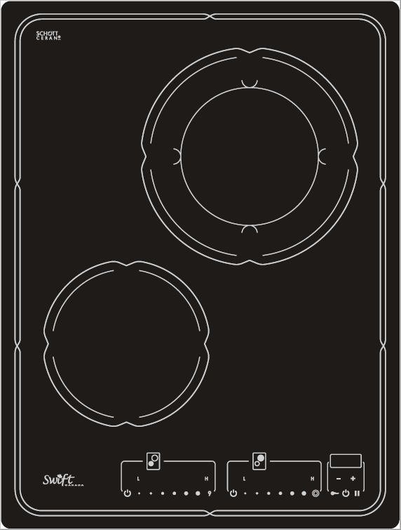 Swift 2 Burner Touch Control Electric Cooktop 15" Ceramic Black Made In Canada, TOUCH400C240 Coming Soon