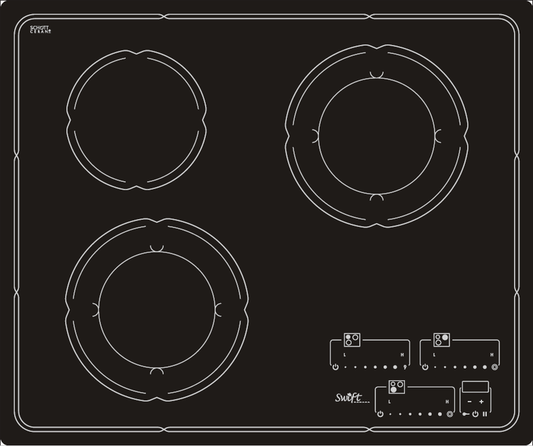 Swift 3 Burner Touch Control Electric Cooktop 24" Ceramic Black Made In Canada, TOUCH600C240 Coming Soon